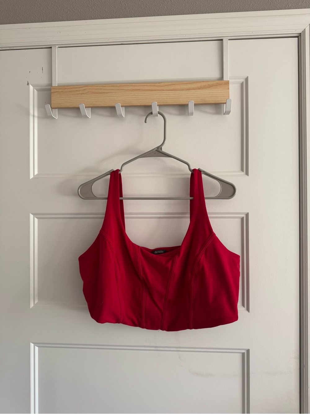 red cropped tank